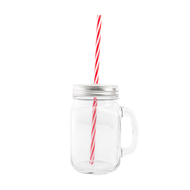 Crystal Jar with Lid and Straw 450ml (1 Unit)