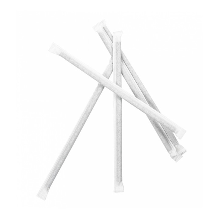 Paper Straw Straight Black Wrapped With a White Sleeve Ø0,6cm 21cm (6000 Units)