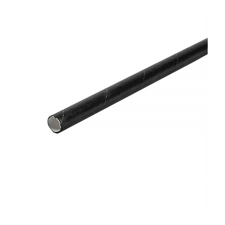 Paper Straw Straight Black Wrapped With a White Sleeve Ø0,6cm 21cm (250 Units)