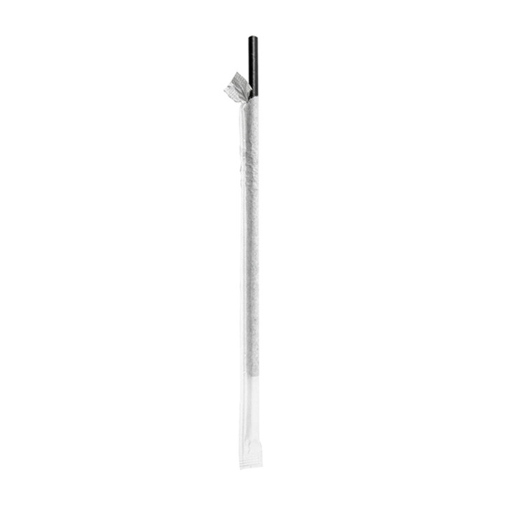 Paper Straw Straight Black Wrapped With a White Sleeve Ø0,6cm 21cm (6000 Units)
