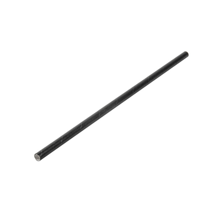 Paper Straw Straight Black Wrapped With a White Sleeve Ø0,6cm 21cm (6000 Units)
