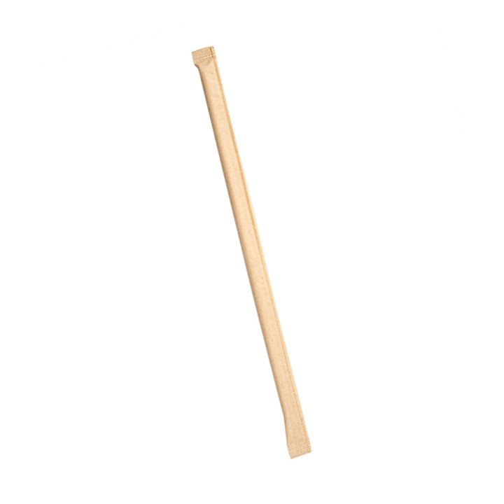 Paper Straw Straight Nature Wrapped With a Kraft Sleeve Ø0,6cm 21cm (250 Units)