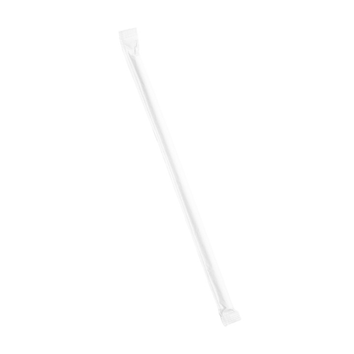 Paper Straw Straight White Wrapped whit a White Sleeve Ø0,6cm 21cm (6000 Units)