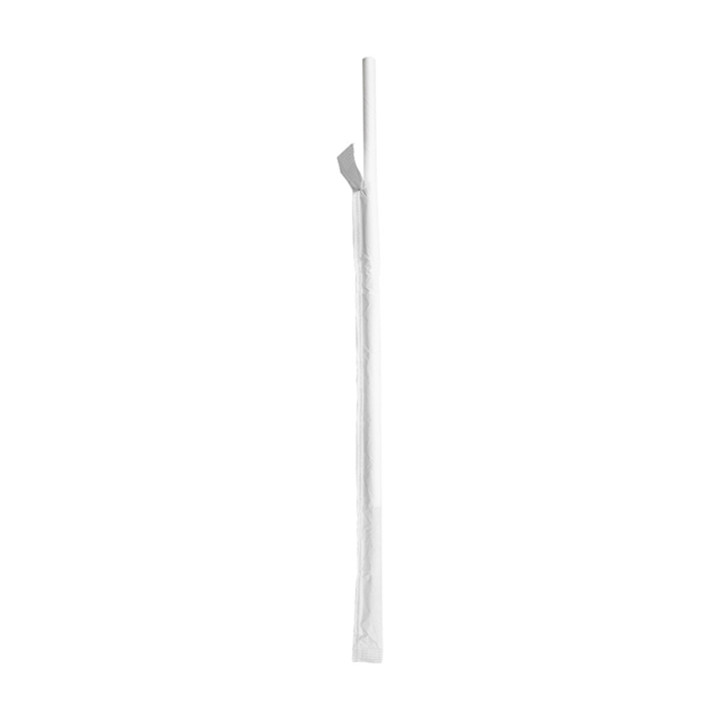 Paper Straw Straight White Wrapped whit a White Sleeve Ø0,6cm 21cm (6000 Units)