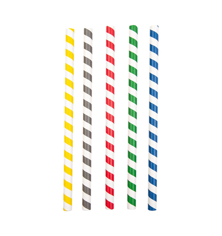 Paper Straw Straight Assorted "Ice Drink" Ø1cm (50 Units) 21cm (50 Units) 