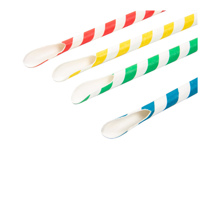Paper Straw Straight Spoon Assorted Ø0,8cm 21cm (100 Units) 