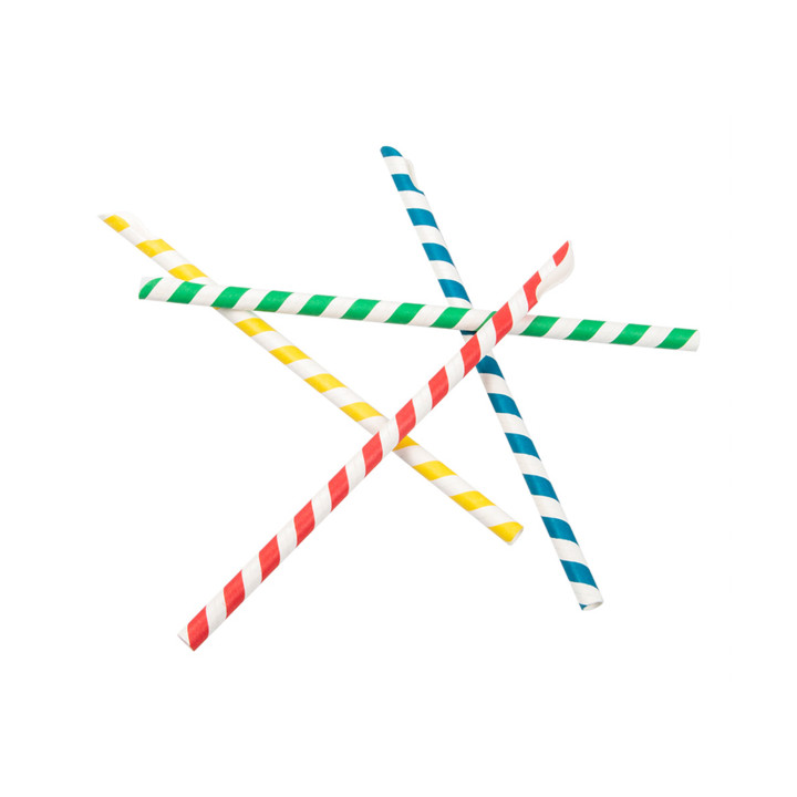 Paper Straw Straight Spoon Assorted Ø0,8cm 21cm (100 Units) 