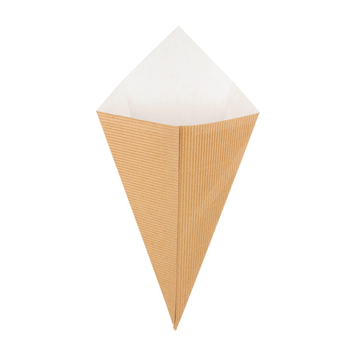 Paper Carrugated Dipping Cone Kraft 27cm 250g (600 Units)