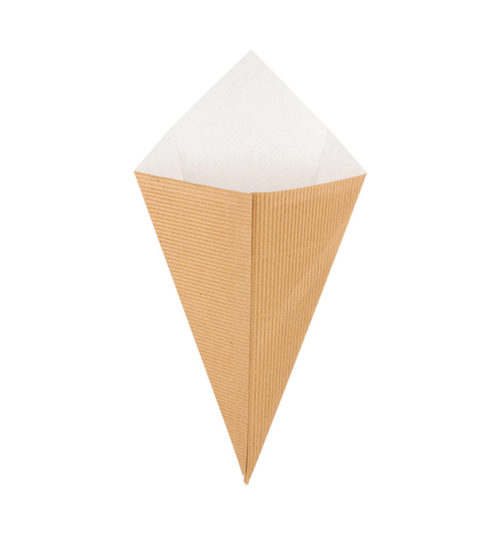 Paper Carrugated Dipping Cone Kraft 27cm 250g (100 Units)