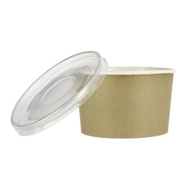Cardboard salad bowl with PP lid