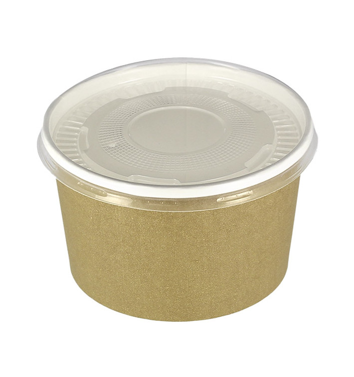 Paper Soup Bowl with Lid Kraft PP 16 Oz/473ml (25 Units) 