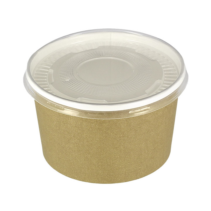 Paper Soup Bowl with Lid Kraft PP 16 Oz/473ml (25 Units) 