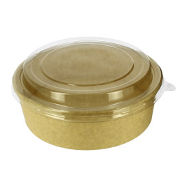 Paper Container Kraft-Kraft + RPET Lid 33Oz/1000 ml (100 Units)