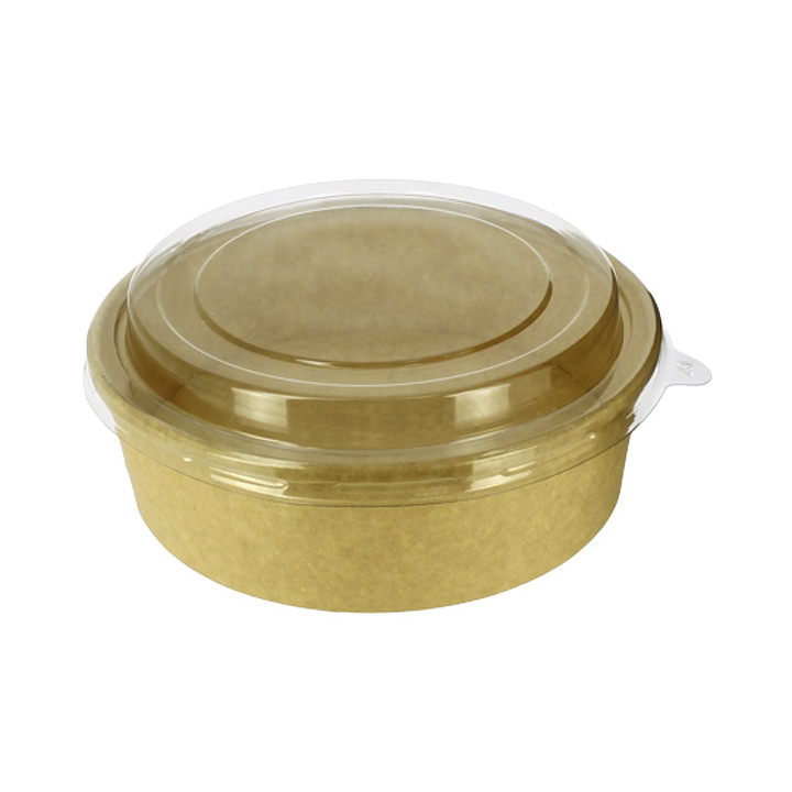Paper Container Kraft-Kraft + RPET Lid 33Oz/1000 ml (100 Units)