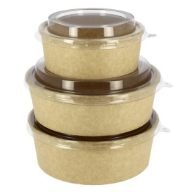 Paper Container Kraft-Kraft + RPET Lid 33Oz/1000 ml (100 Units)