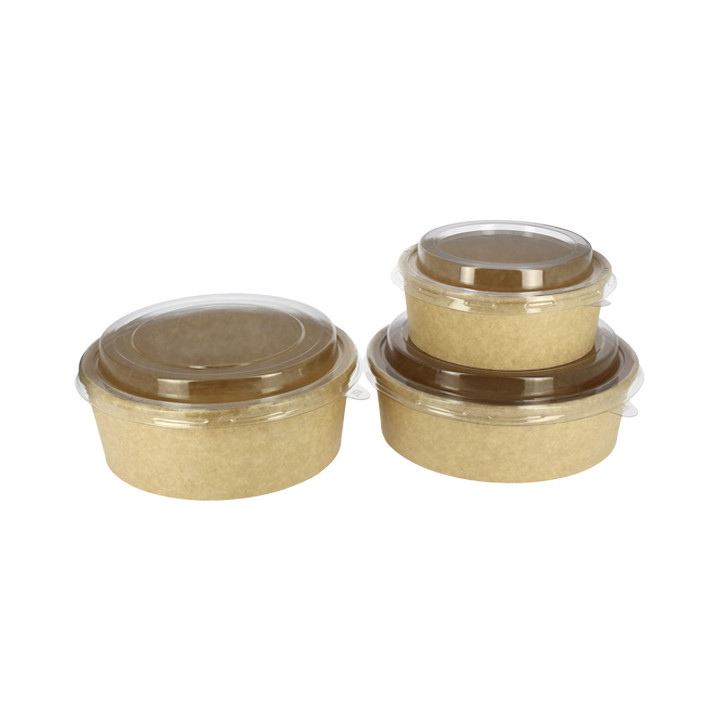 Paper Container Kraft-Kraft + RPET Lid 33Oz/1000 ml (100 Units)