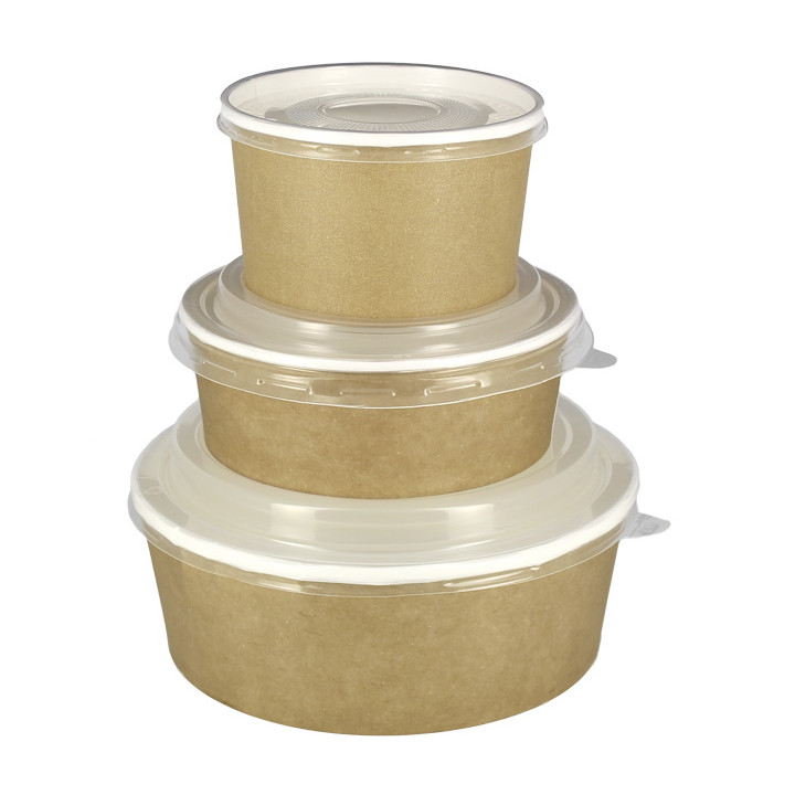 Paper Soup Bowl with Lid Kraft PP 38 Oz/1120ml (25 Units)