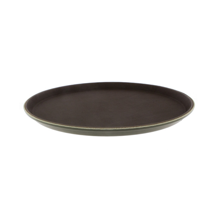 Plastic Tray Round Non-Slip Brown Ø35,5cm (12 Units)