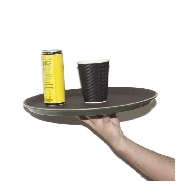 Plastic Tray Round Non-Slip Brown Ø35,5cm (12 Units)