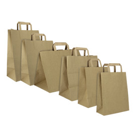 Flat Handle Kraft Paper Bags 80g/m² 28+17x29cm (50 Units)