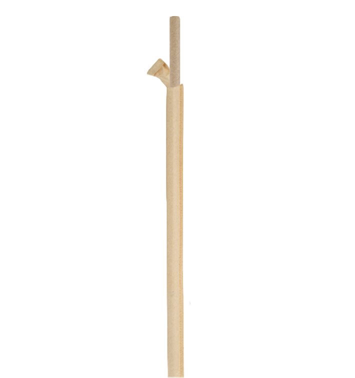 Paper Straw Straight Black Wrapped With a Kraft Sleeve Ø8mm 20cm (3.000 Units)