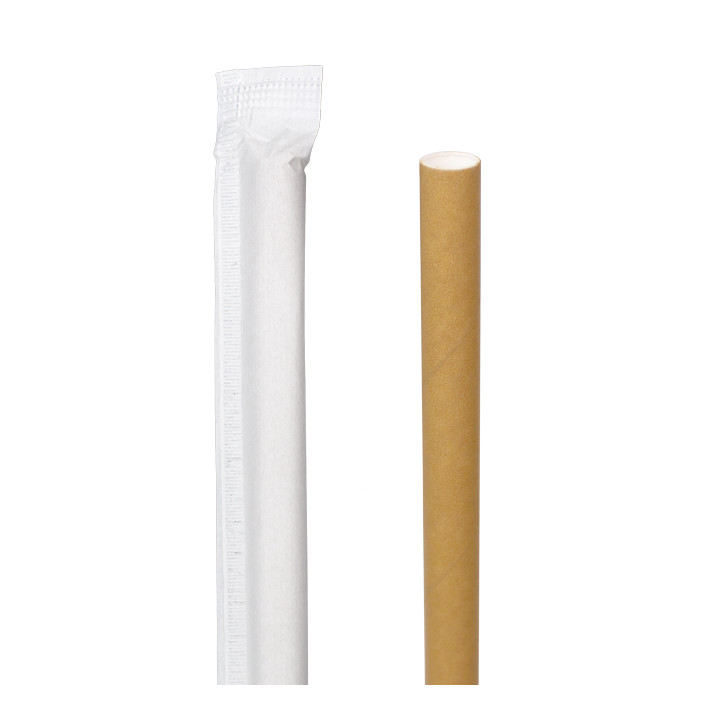 Paper Straw Straight Nature Wrapped With a Sleeve Ø8mm 20cm (3.000 Units)