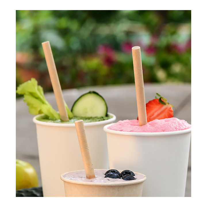 Paper Straw Straight Nature Wrapped With a Sleeve Ø8mm 20cm (3.000 Units)