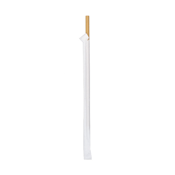 Paper Straw Straight Nature Wrapped With a Sleeve Ø8mm 20cm (100 Units)