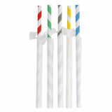 Paper Straw Straight Striped Wrapped With a Kraft Sleeve Ø8mm 23,5cm (100 Units)