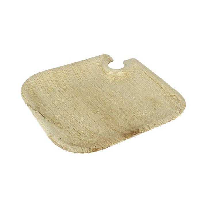 Plam Leaf Plate with Glass Holder 21x21x1,5cm (200 Units)