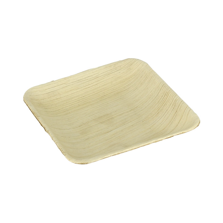 Palm Leaf Mini Plate Square Shape 10x10x2,5cm (25 Units) 