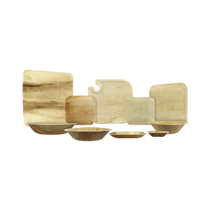 Palm Leaf Plate with Glass Holder 21x21x1,5cm (25 Units) 