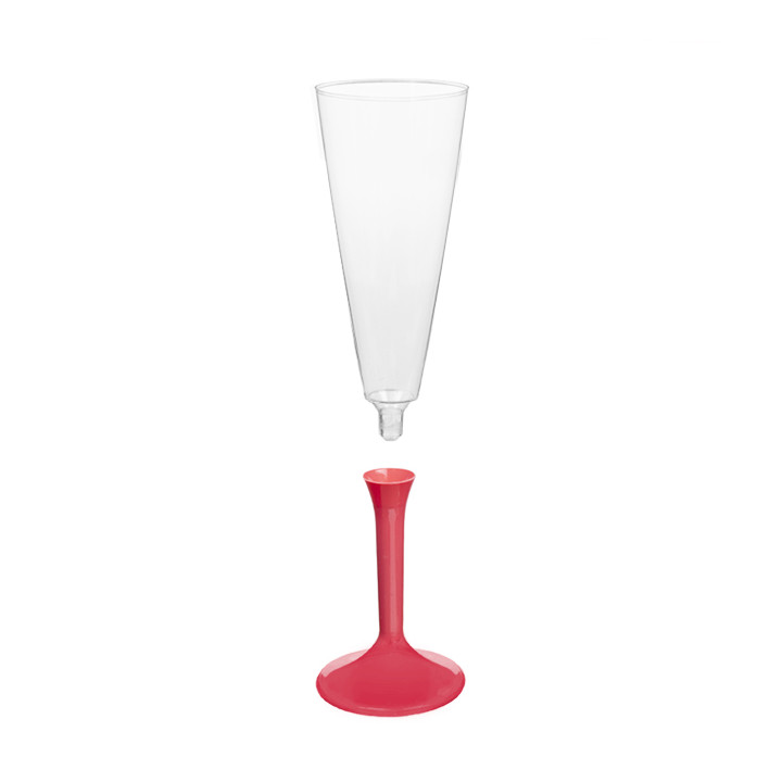 Plastic Stemmed Flute Sparkling Wine Coral 160ml 2P (200 Units)