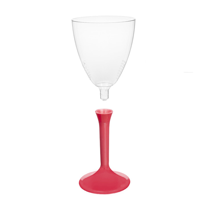 Plastic Stemmed Glass Wine Coral Removable Stem 180ml (200 Units)