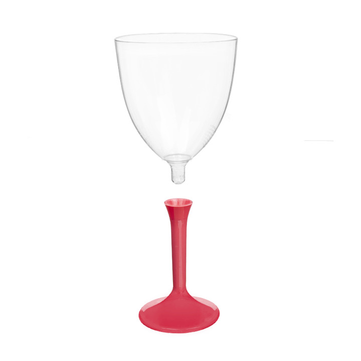 Plastic Stemmed Glass Wine Coral Removable Stem 300ml (200 Units)