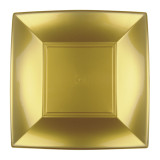 Plastic Plate Flat Gold "Nice" PP 18 cm (12 Units) 