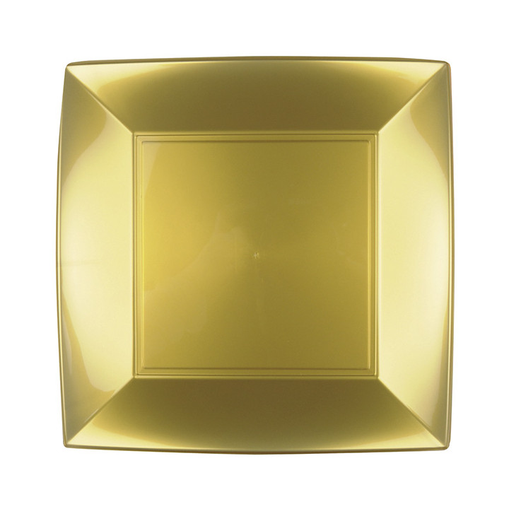 Plastic Plate Flat Gold "Nice" PP 23 cm (12 Units) 