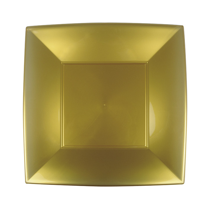 Plastic Plate Flat Gold "Nice" PP 29 cm (144 Units)