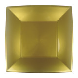 Plastic Plate Flat Gold "Nice" PP 29 cm (12 Units) 