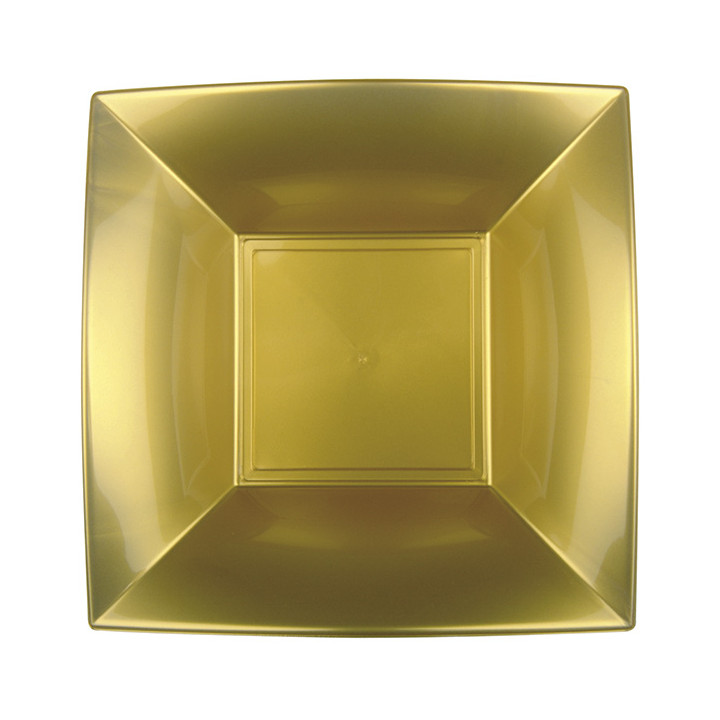 Plastic Plate Deep Gold "Nice" PP 18 cm (300 Units)