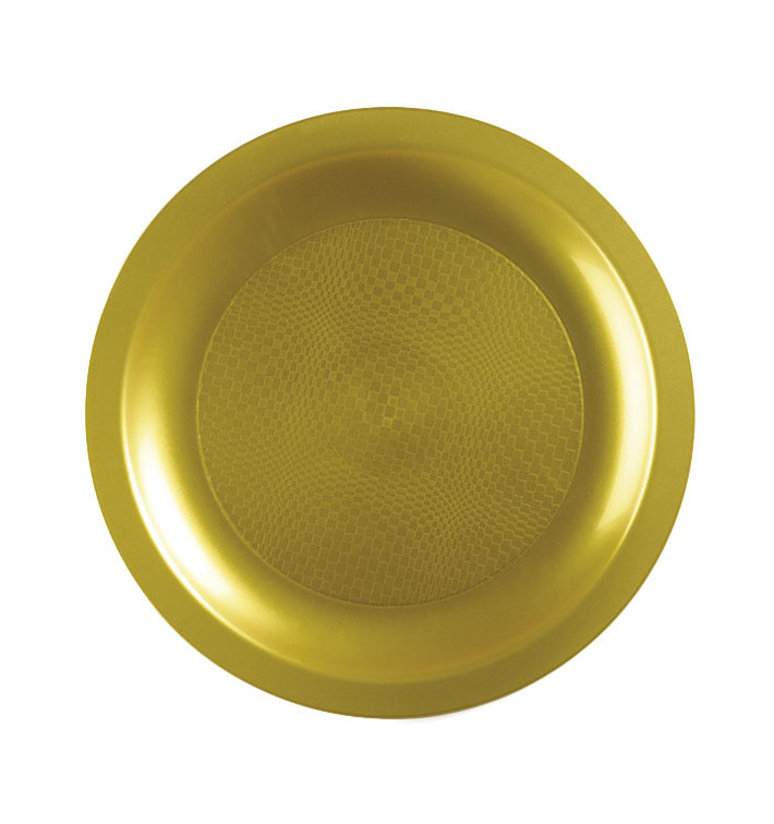 Plastic Plate Flat Gold "Round" PP Ø18,5 cm (600 Units)