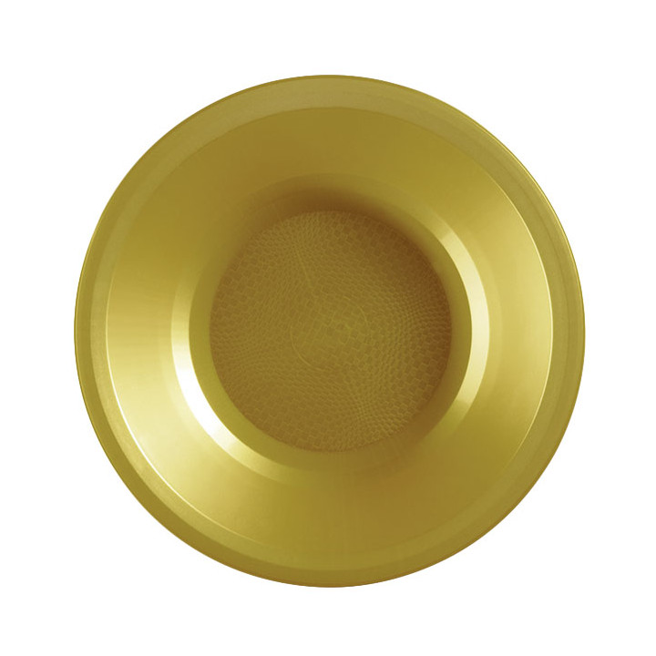 Plastic Plate Deep Gold "Round" PP Ø19,5 cm (600 Units)