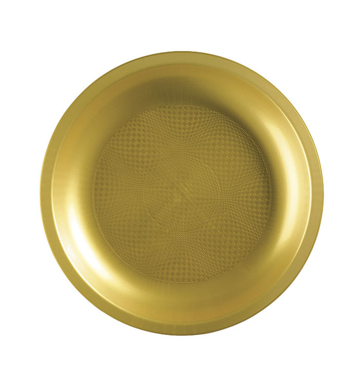 Plastic Plate Gold "Round" PP Ø29 cm (220 Units)