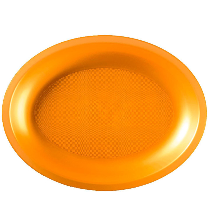Plastic Platter Microwavable Oval Shape Gold "Round" 31,5x22 cm (240 Units)
