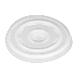 Plastic Lid with Straw Slot PS Ø7,4cm for Foam Cup 6 Oz/7 Oz and Paper Cup 6 Oz (100 Units)