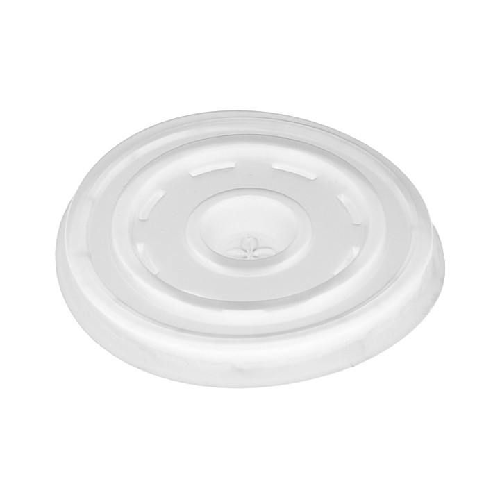 Plastic Lid with Straw Slot PS Ø7,4cm for Foam Cup 6 Oz/7 Oz and Paper Cup 6 Oz (100 Units)