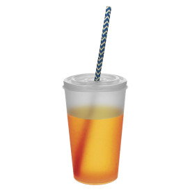 Plastic Lid with Straw Slot PS Ø7,4cm for Foam Cup 6 Oz/7 Oz and Paper Cup 6 Oz (100 Units)