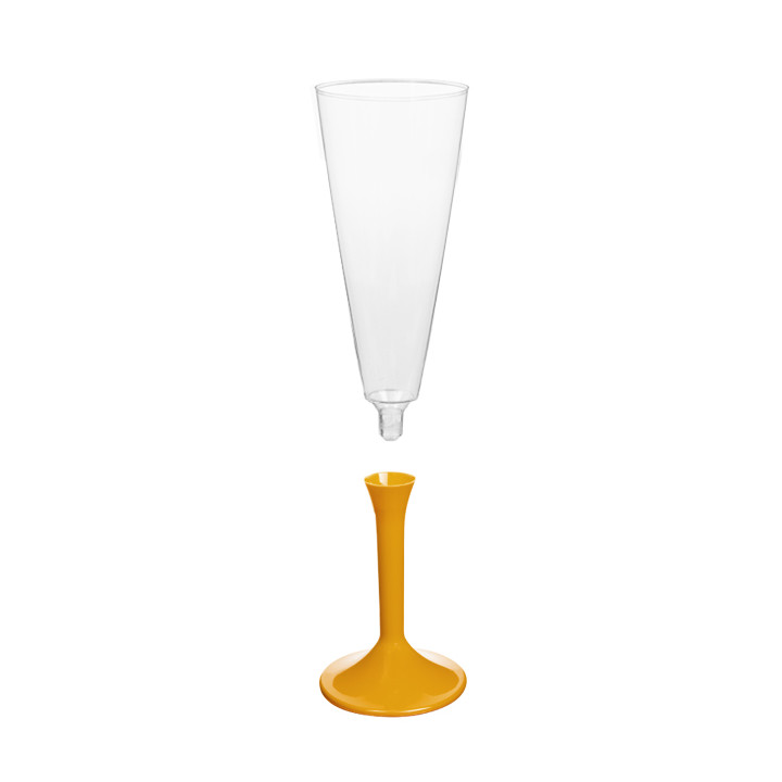 Plastic Stemmed Flute Sparkling Wine Mango 160ml 2P (200 Units)