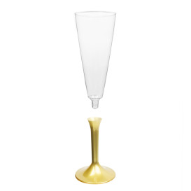 Plastic Stemmed Flute Sparkling Wine Gold 160ml 2P (40 Units)