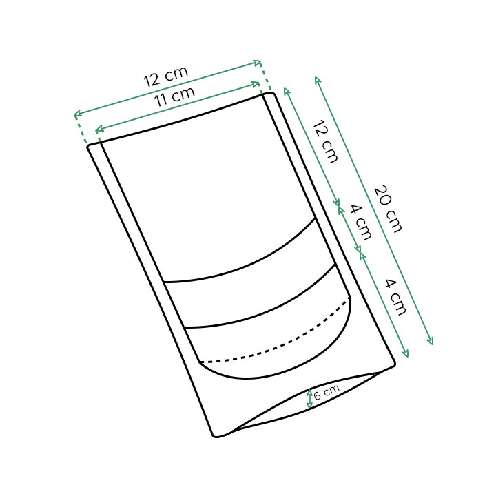 Paper Doypack White with self closing and Window 12+6x20cm (50 Units)